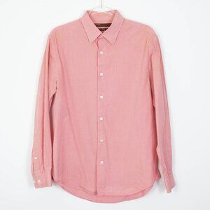 Perry Ellis Mens City Fit Button Down Shirt Size L Plaid Long Sleeve Office Work